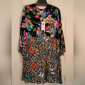 Johnny Was Floral and Leopard Butterfly Midi Dress